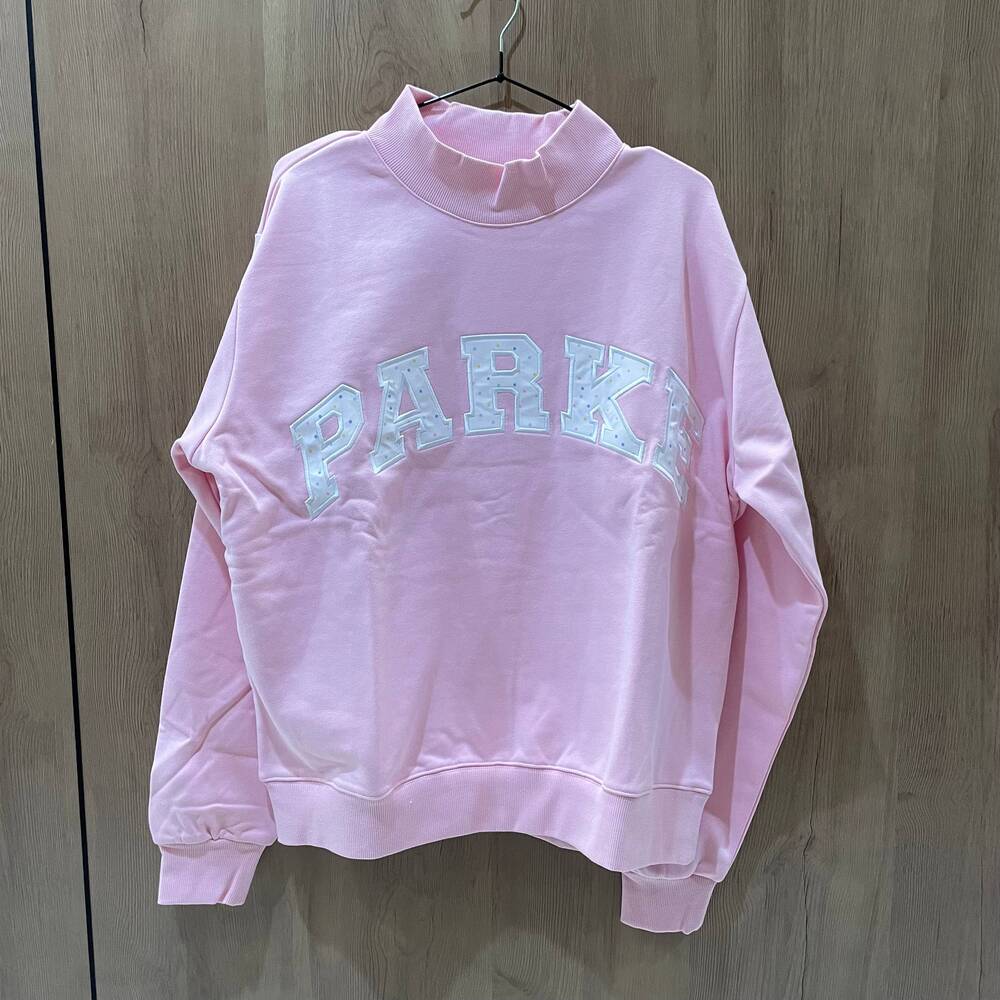 PARKE Pink Sweatshirt Colorful Polka Dot Letter Patch